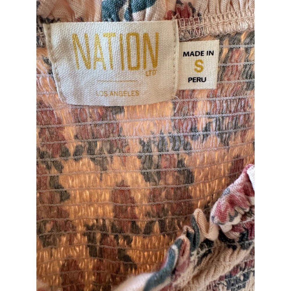 Nation LTD Ily Tee Size Small Smocked Long Sleeve NWT Print $216 - Picture 6 of 11